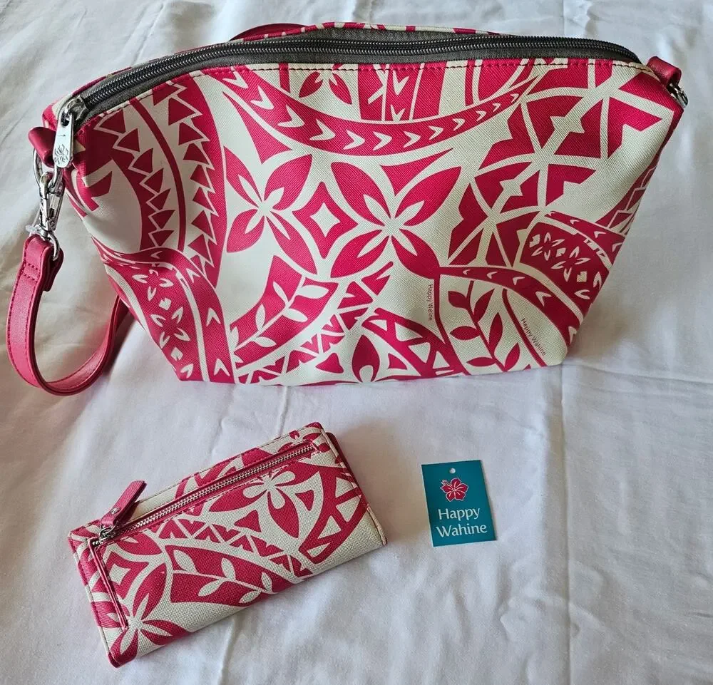 Happy Wahine brand large pouch and a matching wallet